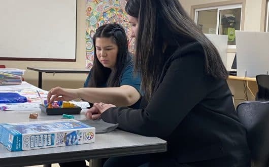 Dayley and Amy during a brain training session